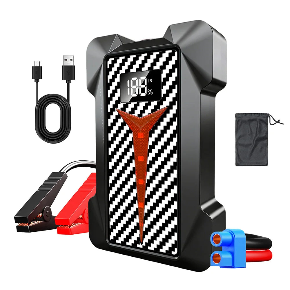 Portable 12V Car Jump Starter, Fast Charging Power Bank with Emergency Light, Battery Booster for Petrol Diesel SUV Truck