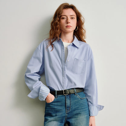 TOYOUTH Women Easy Morning Lazy Shirts 2026 Spring New Wrinkle-Resistant Low-Maintenance Light Spring Cotton Blouses