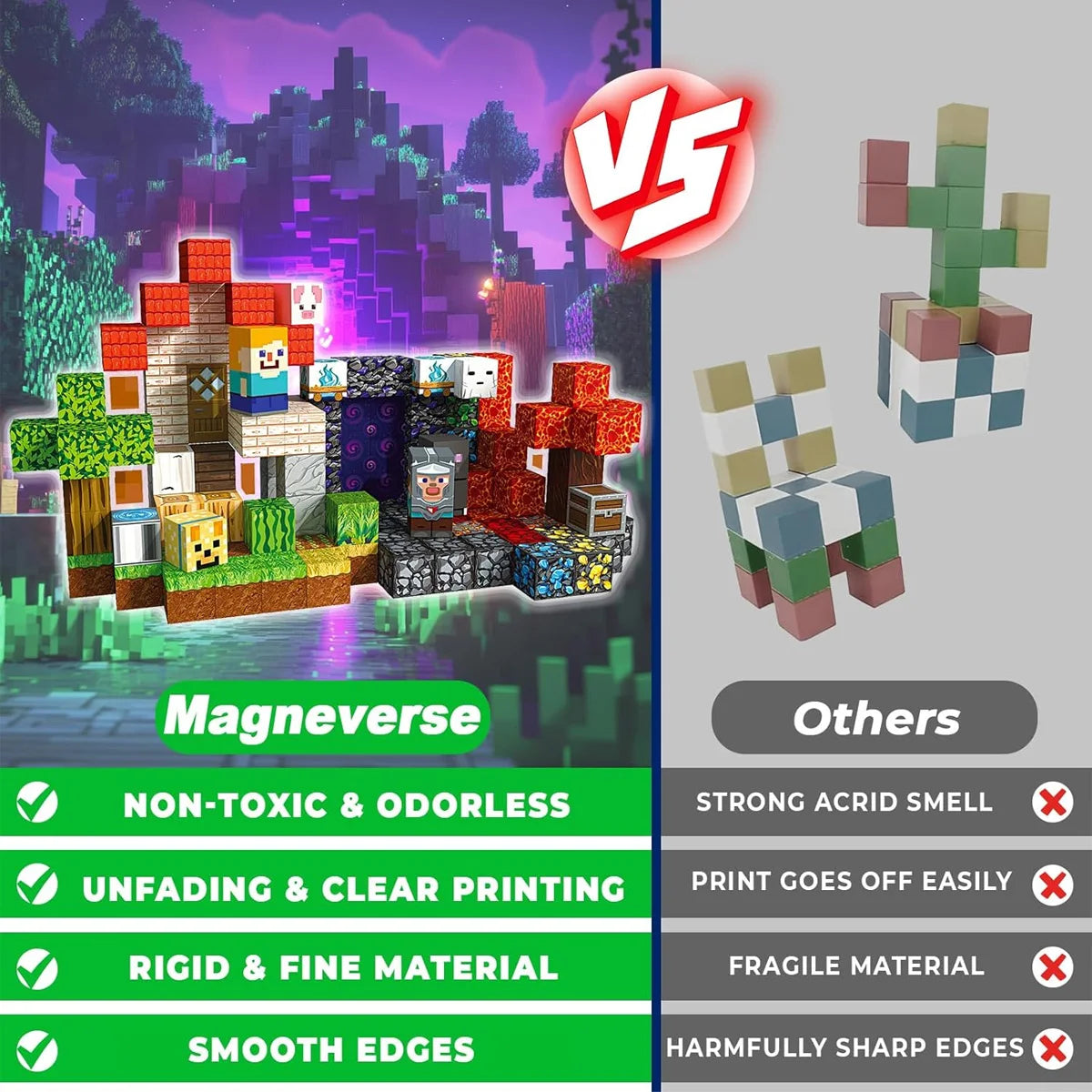 Magnetic Building Block Bricks Toy Mine Stacking World Creativity DIY Model Set Educational STEM Kids Holiday for Boy Girls Gift