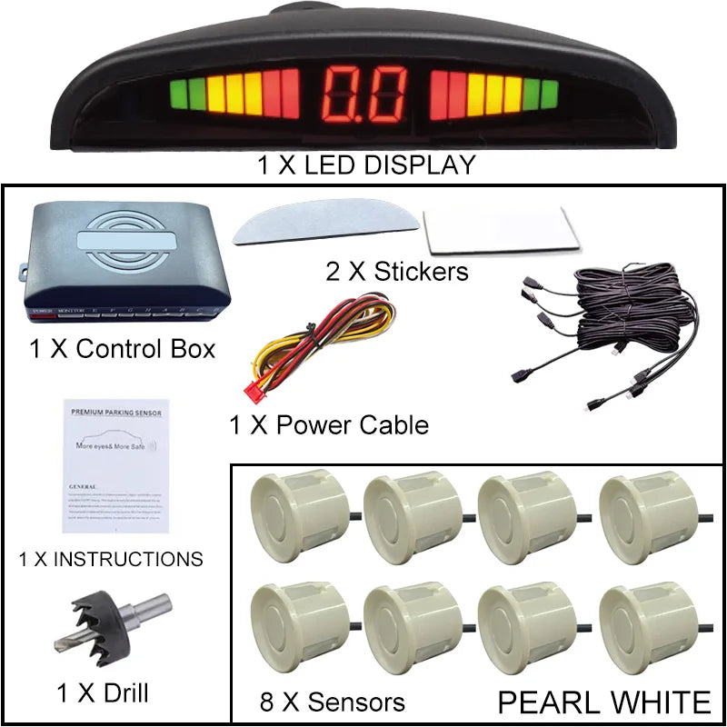 Multi-radar LED Display Parking Sensor Kit 6/8 Probe Backup Radar Detector 12 Colors Car Parking Assistance System