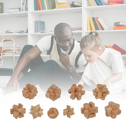 10pcs/lot Kong Ming Luban Lock 3D Handmade Bamboo Math Puzzles Brain Teasers Educational Finger Toy Birthday Xmas Gift