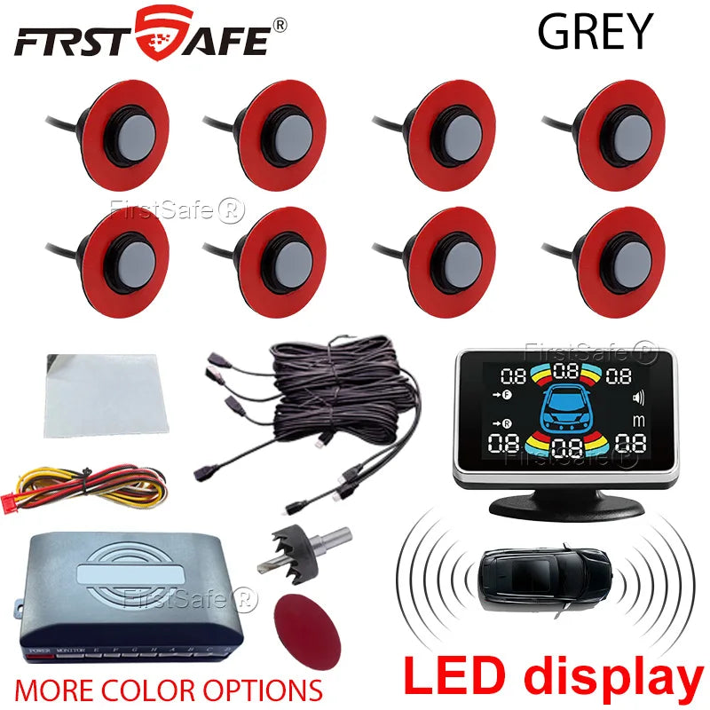 12V 16.5mm Parking Sensor Kit 6/8 Sensor Buzzer Reverse Radar Sound Alarm Indicator Probe System