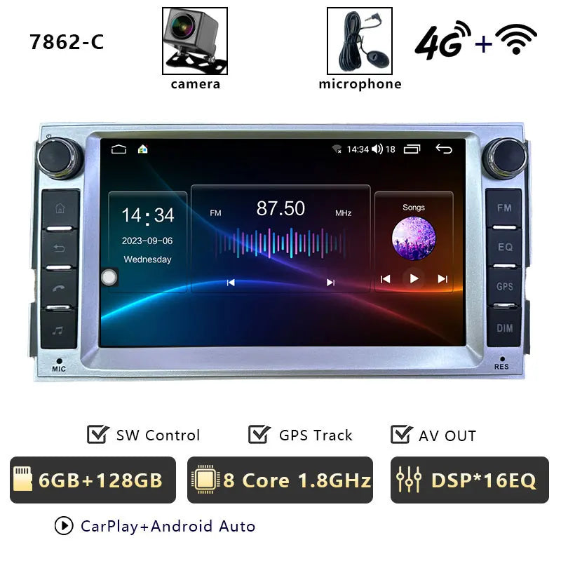 CHSTEK Android 13 Car Radio For Hyundai Santa Fe 2007 2008-2012 Head Unit Carplay Bluetooth WIFI 4G GPS Multimedia Vedio Player