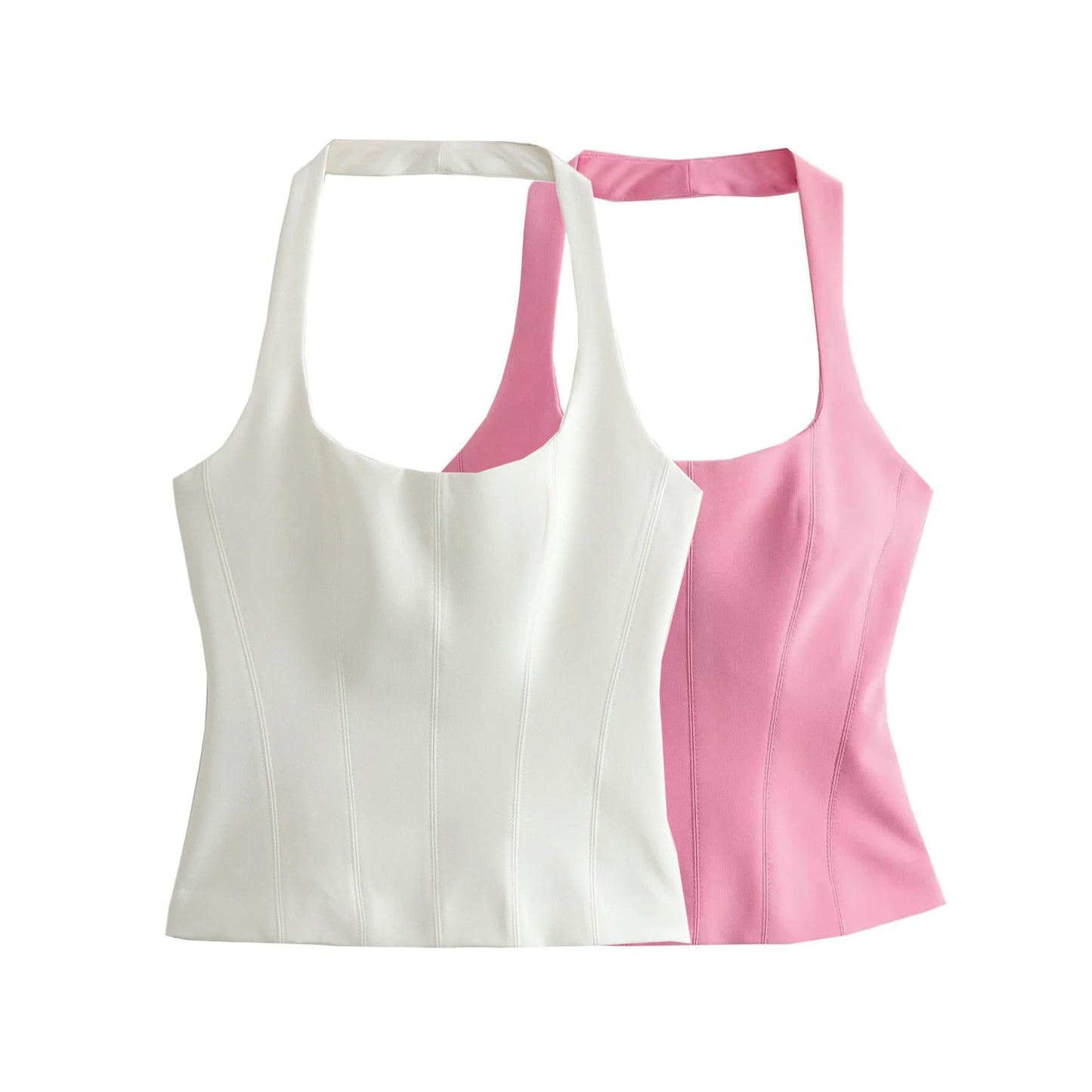 BSAY Women Fashion Summer White Halter Backless O-neck Comfortable Sling Crop Top Chic Female Sexy Streetwear Vest Mujer