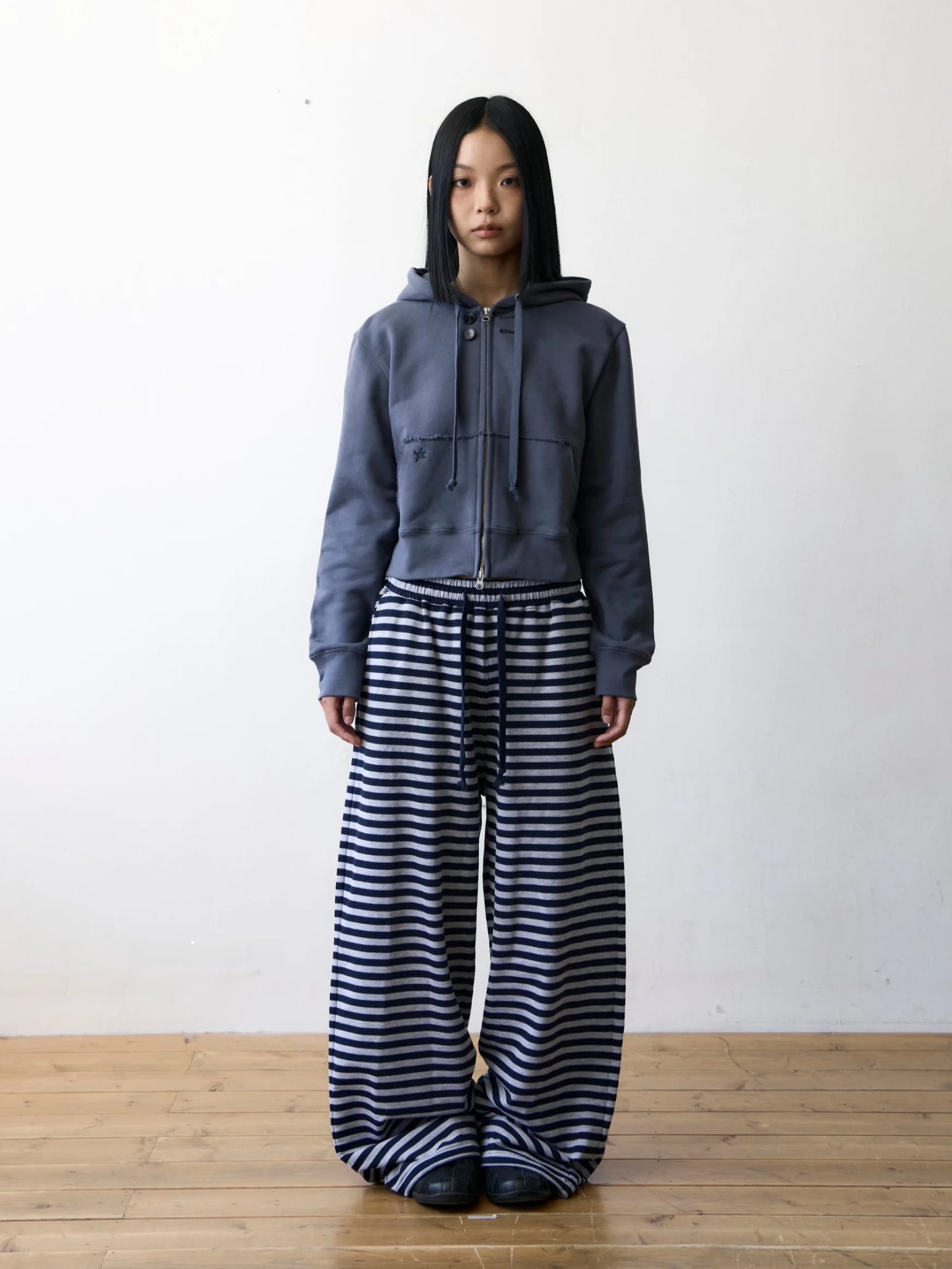 Unique Street Style Korean Lazy Star Embroidery Striped Sweatpants Casual Sporty Long Trousers for Women Straight Leg Pants