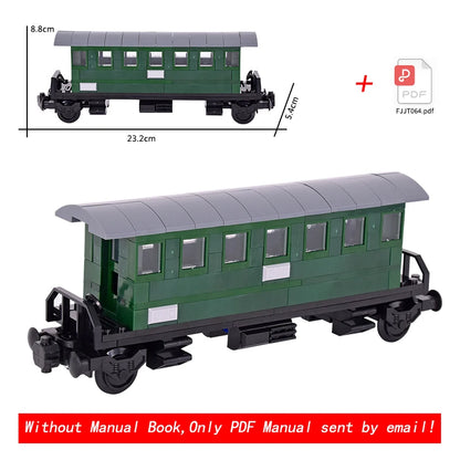26cm Retro Double-Deck Passenger Train Car Building Blocks Model Green Gray Classic Train Display Toy for Hobbyists