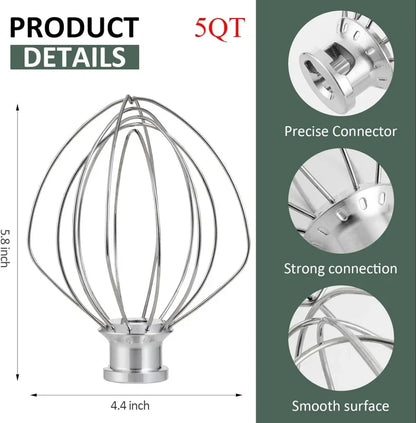 For Kitchenaid5 6 7 Quart Mixer Aid Attachment Parts AccessoriesStand Mixer Wire Whip& Dough Hook&Mixer Aid Paddle