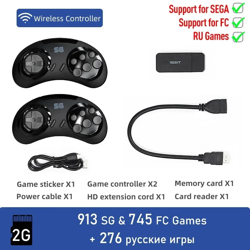 DATA FROG 16Bit Retro Game Stick HDMI-compatible Wireless Handheld Game Console Built-in 900+ Retro Classic Games For Home TV