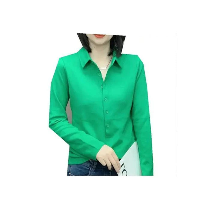 Long Sve  Ne Top Casual Faionable Versatile Slimming T-irt irt Autumn New Sle Korean Version V-Ne Polyester