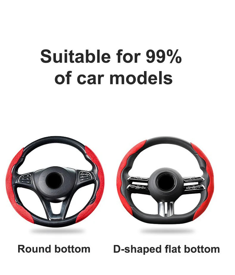 Suede Car Steering Wheel Cover Anti-Slip Protector Shell For Honda Mugen Power Civic Accords CRV Hrv Jazz CBR VTEC VFR Accessory