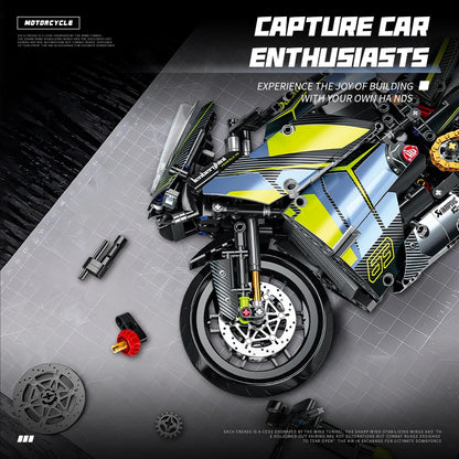 2026 Technical 1:8 City yellow Motorcycle Building Blocks Set Super Motorbike Model Kit STEM Assembled Toys Gifts 14+ Adult