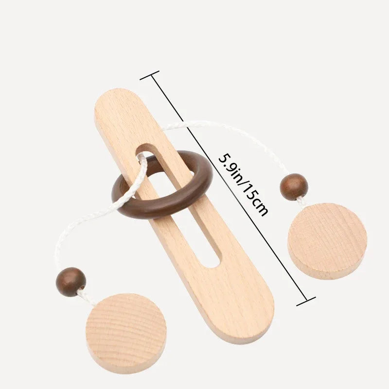 3D Wooden Interlocking Ring Puzzle Logic Spatial Thinking Training Brain Teaser Game Focus Desktop Toy for Adults and Hobbyists