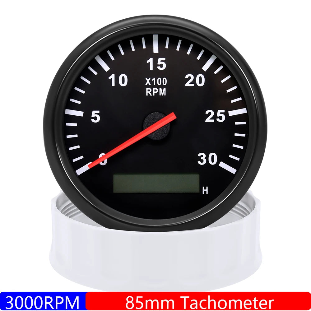 85mm Tachometer 3000RPM With Hourmeter Truck Car Boat Diesel Engine Tacho Meter RPM Gauge M18 / M16 Car Boat Tachometer Sensor