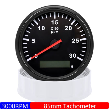 85mm Tachometer 3000RPM With Hourmeter Truck Car Boat Diesel Engine Tacho Meter RPM Gauge M18 / M16 Car Boat Tachometer Sensor