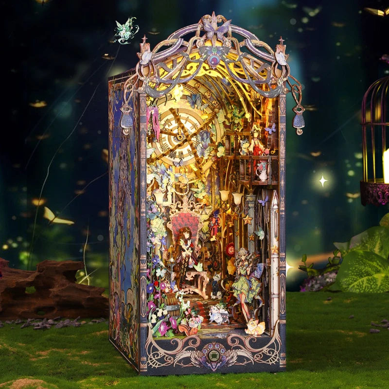 Magical DIY Book Nook Kits Miniature Doll House With LED Light 3D Puzzles Building Wooden Bookshelf Bookend Toy For Adults Gifts