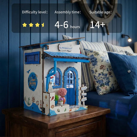 DIY Miniature Dollhouse Kit 3D Wooden Puzzle Cottage Model with LED Light Creative Handmade Home Decor for Friends Birthday Gift