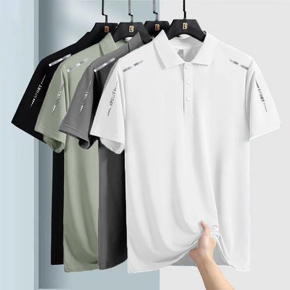 Quick Dry Ice Silk Short Sleeve  Shirt Men's Style Summer Thin Casual Business High End Top Shirt T-Shirt for Men