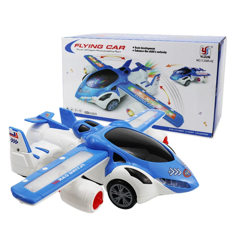 Children's Electric Toy Car，360Rotating Blue Police Car，Cool lights with music，Perfect Holiday Gift（Does not include batteries）