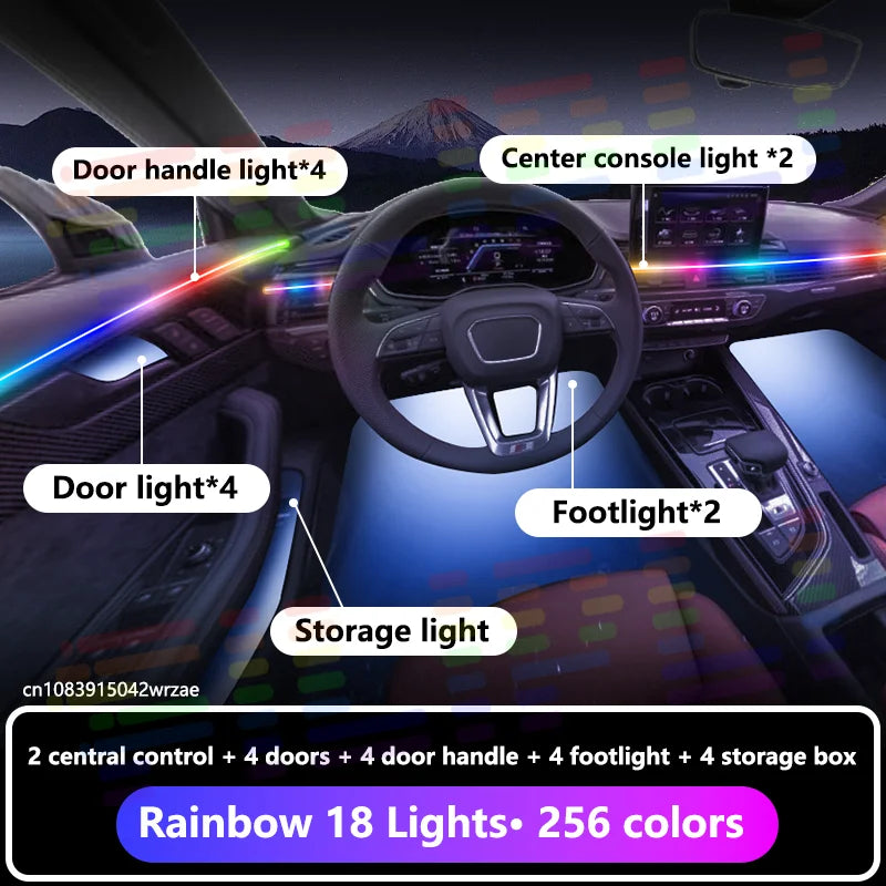 18 in 1 For Ford Tourneo Custom 2023-2026 Years Car Interior Ambient Lights Strips Breathing Lighting Kit App Control Auto LED s