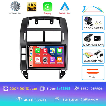 For Volkswagen VW Polo MK4 6Q 9N 9N3 2004- 2009 Car Radio Android 16 Auto Multimedia Video Player GPS Carplay QLED Screen Stereo
