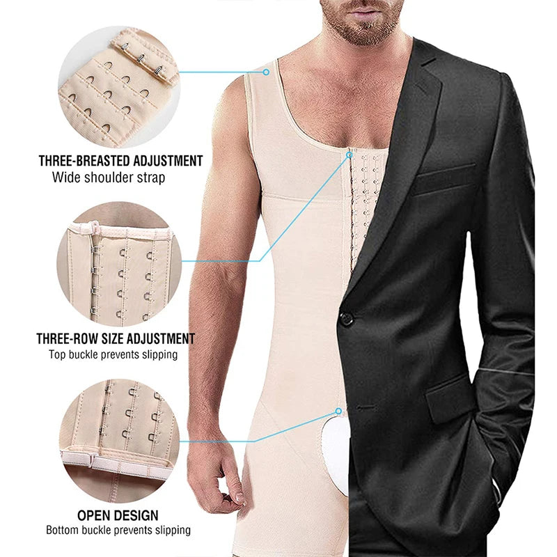 Compression Suit Full Body Shapewear for Men Slimming Bodysuit Waist Trainer Hip Enhancer Thigh Trimmer Shaping Underwear Shirts