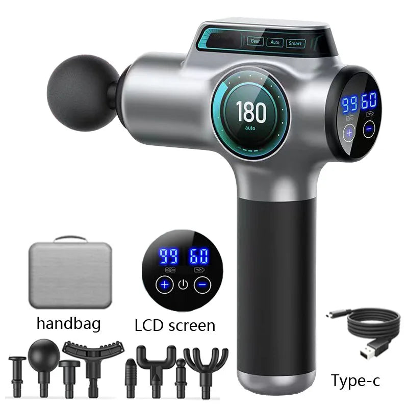 Fascia Massage Gun 99-Level Electric Waist and Back Massager High-Frequency Vibration Muscle Relaxation Shoulder Massage Gun