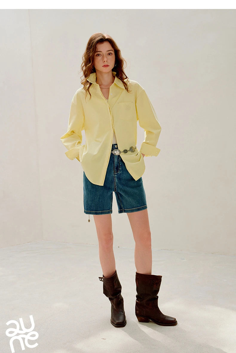 TOYOUTH Women Easy Morning Lazy Shirts 2026 Spring New Wrinkle-Resistant Low-Maintenance Light Spring Cotton Blouses