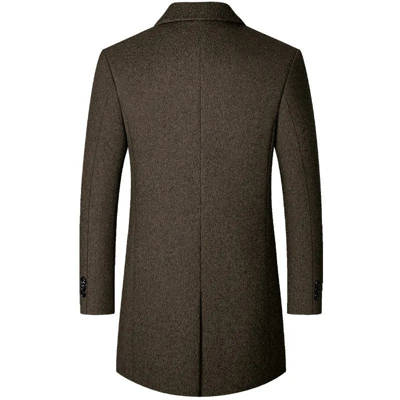 New 2026 Smooth Wool Coat for Men Mid-Length Warm Outerwear Autumn Winter