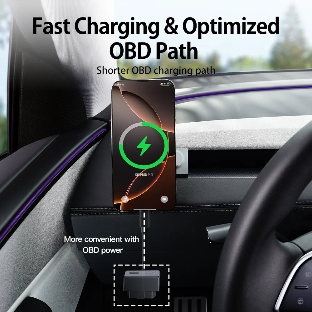 YZ For Tesla Model 3 Y YL Highland Juniper 360° Rotation Car Phone Holder ABS Strong Magnetic Mount Phone Stand 2026 Accessories