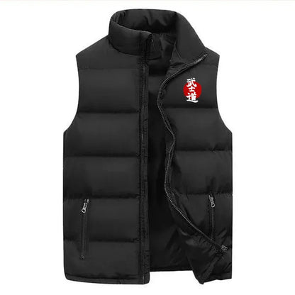 Men Bushido Casual Jacket Vest Coat Autumn Winter Men Fashion Sports Mandarin Collar Sleeveless Zipper Jacket Vest Coat