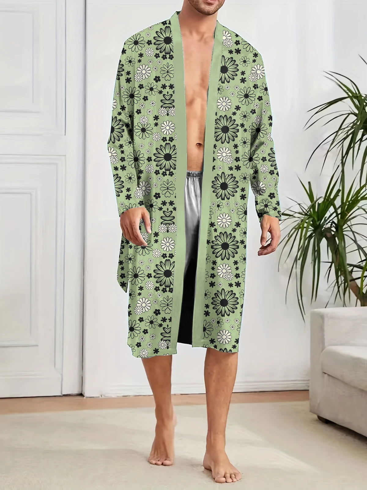 men's long robe 2025 Spring Sleepwear Bathrobe men printing a must-have for leisure and entertainment Autumn robe Funny pajamas