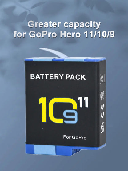 2000mAh Battery For GoPro Hero 11 10 9 Li-ion Battery Pack Motion Camera Battery Storage for GoPro Hero9 Rechargeable Batteries