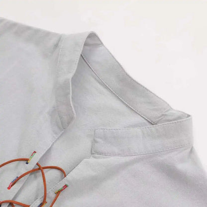 King Billion Men's Shirts Casual Men Cotton Linen Long Sleeve T-shirt Spring Autumn Vintage Shirt US Size Drawstring Neck