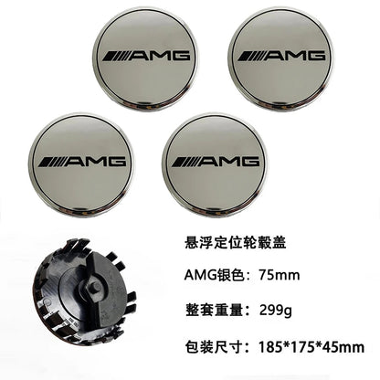 QQQ 4PCS 75mm Car Floating Wheel Center Hub Caps Cover for Mercedes Benz B/C/E/S Class A Class C200L GLC GLK CLA Accessories.