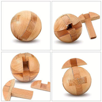 1pc Wooden Puzzle, Magic Ball Brain Teaser Toy, Intelligence Game, Ball Puzzle Halloween, Christmas, Thanksgiving Day Gift