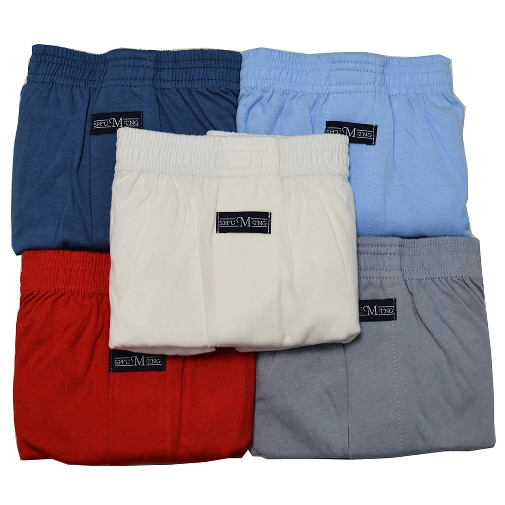 5PCS/Pack 100% Cotton Men Solid Pajama Pants Casual Elastic Waist Sleeping Shorts 3D Crotch Bottoms Breathable Pijama Hombre