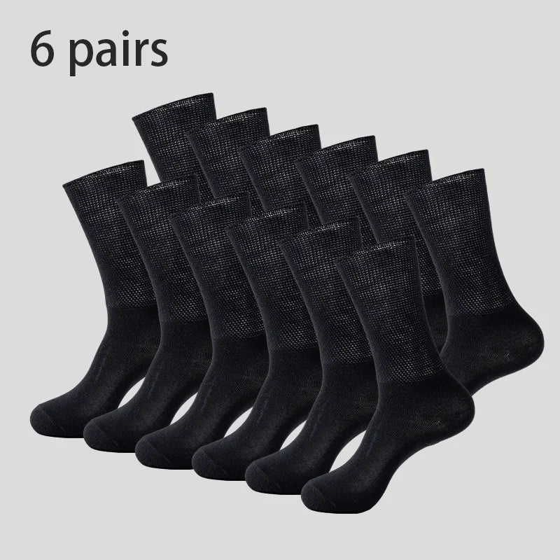 6Pairs Comfortable and Supportive Diabetic Socks for Men Moisture wicking Fabric Non-binding Top business socks