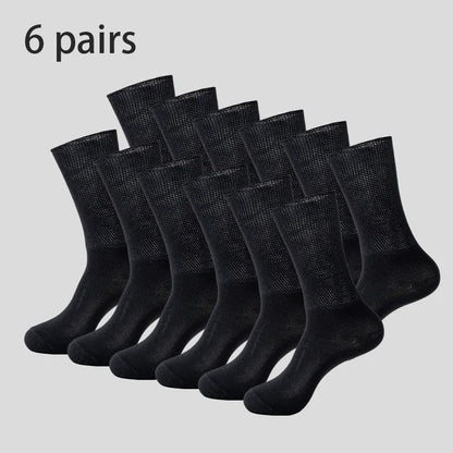 6Pairs Comfortable and Supportive Diabetic Socks for Men Moisture wicking Fabric Non-binding Top business socks