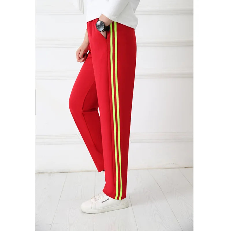 Navy blue Unisex New Track Pants Casual Sweatpants mens Striped Bastic Trousers Straight Pants Joggers Simple Work Pants