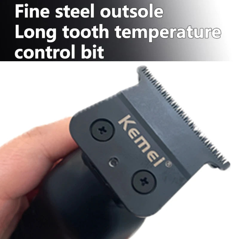 Kemei 2299 Barber Cordless Hair Trimmer 0mm Zero Gapped Carving Clipper Professional Electric Finish Cutting Machine