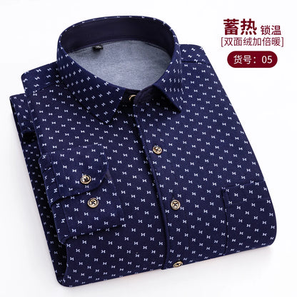 Thickened Flannel Men's Shirt Fashion Warm Plaid Winter Casual Square Collar plus Size Clothing Fleece Lined Double Sided Velvet