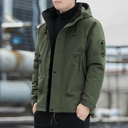 Paul 2026 Men's Thickened down Cotton Jacket Hooded Warm Workwear Ultra-Thick Outerwear Fashionable Urban Style Polyester Fiber
