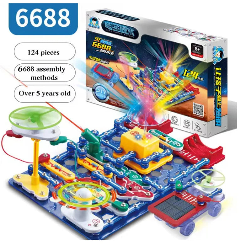 Puzzle New Circuit Electronic Building Blocks Scientific Experiment Education Children Assemble Toys Electronic Exploration 8+