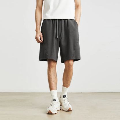 Men's Summer New American Casual Shorts Straight Loose Five-point Pants Solid Color Drawstring Pocket Micro-elastic Sports Pants