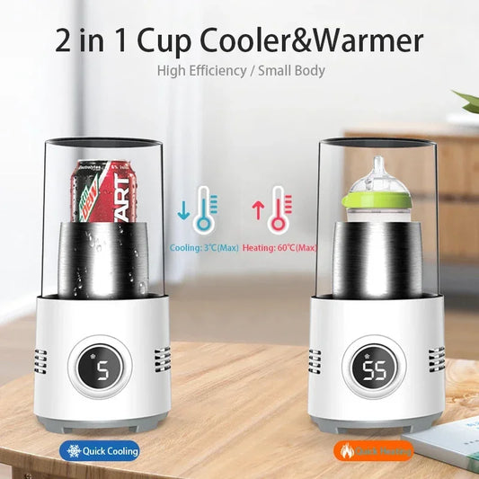 New 2 In 1 Desktop Drinks Cup Cooler Coffee Mug Warmer for Milk Tea Beer Electric Heating Cooling Beverage Cup for Home Office