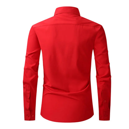 Fashion Business Casual shirt Men's slim long sleeve shirt solid color business social non-ironing anti-wrinkle American code