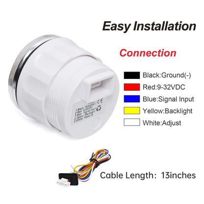 52mm Marine Boat Fuel Level Gauge 7-color backlight Digital pointer Fuel Gauge+100-500mm Fuel level sensor Digital car gauge