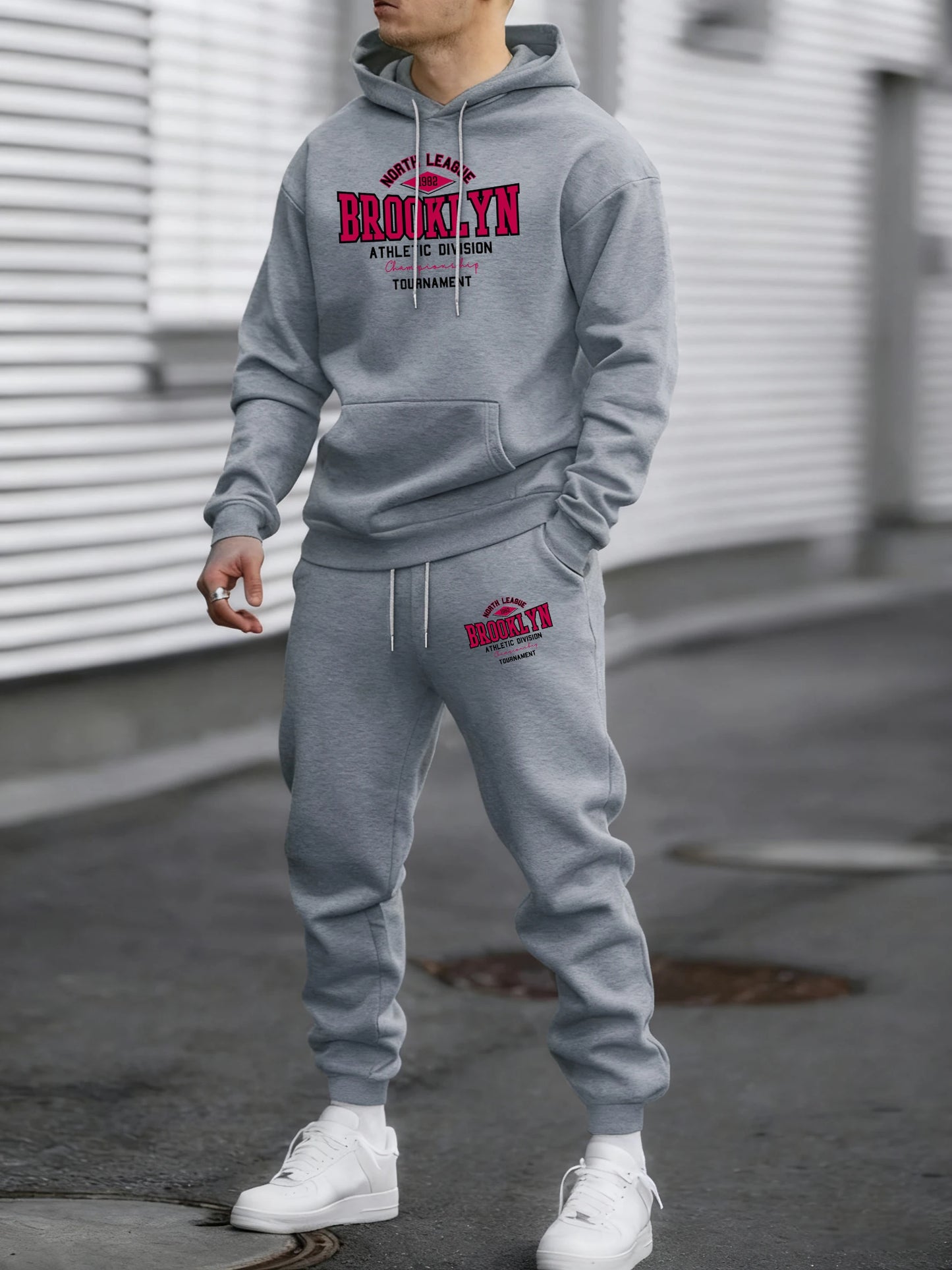 Usa North League Brooklyn Printed Pullover Men Fleece Fashion Suits Simple All-Match Pants Unisex Casual Vintage Clothing