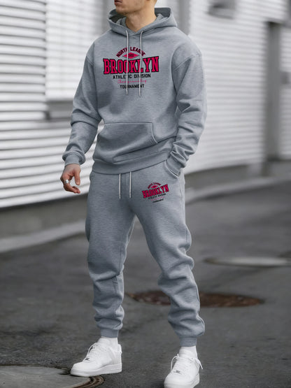Usa North League Brooklyn Printed Pullover Men Fleece Fashion Suits Simple All-Match Pants Unisex Casual Vintage Clothing