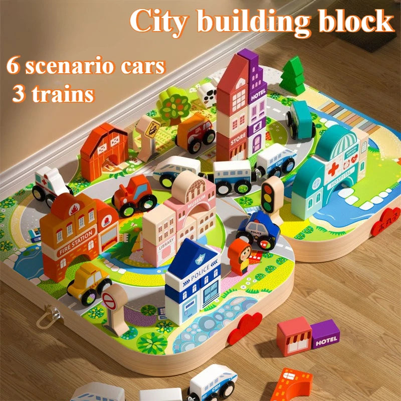 Wooden Building Blocks Set City Construction Stacker Stacking Preschool Learning Educational Toys Toddler Toys Boy Girl Gifts